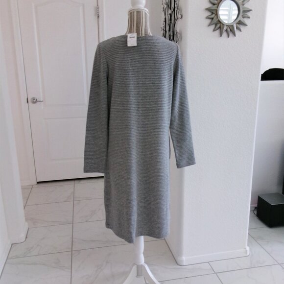 New J. Jill Sweater Sheath Dress Gray Long Sleeve Round Neck Pockets Small Tall - Picture 7 of 9
